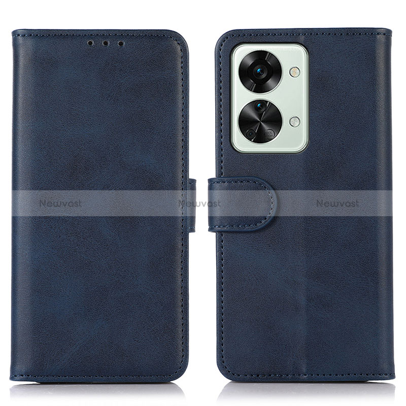 Leather Case Stands Flip Cover Holder D03Y for OnePlus Nord 2T 5G Blue