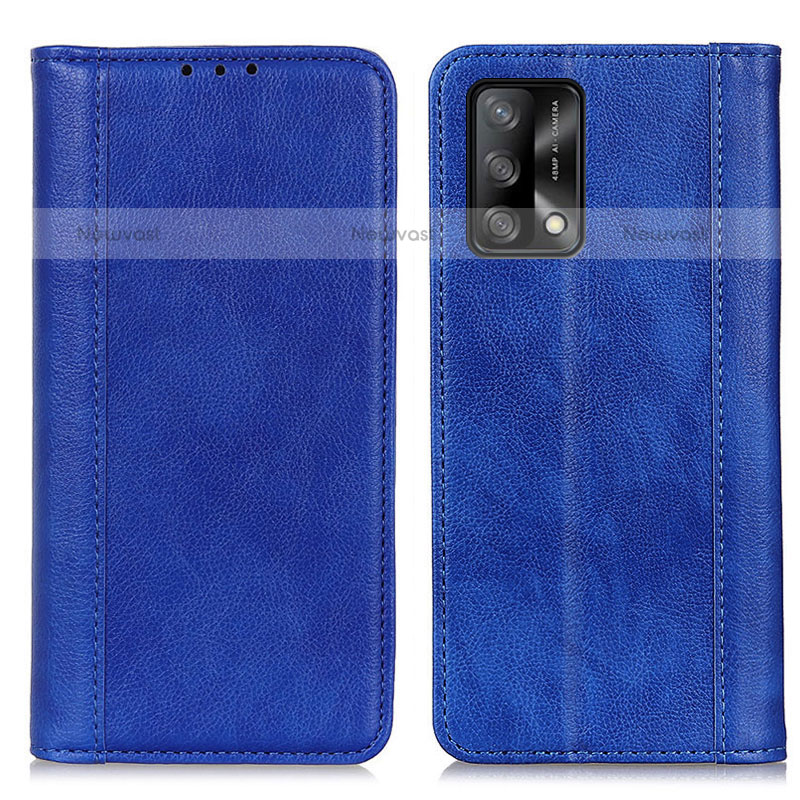 Leather Case Stands Flip Cover Holder D03Y for Oppo A74 4G Blue