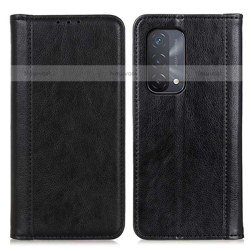 Leather Case Stands Flip Cover Holder D03Y for Oppo A93 5G Black