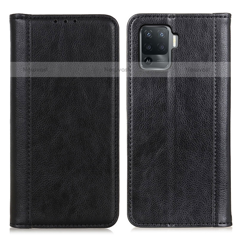 Leather Case Stands Flip Cover Holder D03Y for Oppo F19 Pro Black