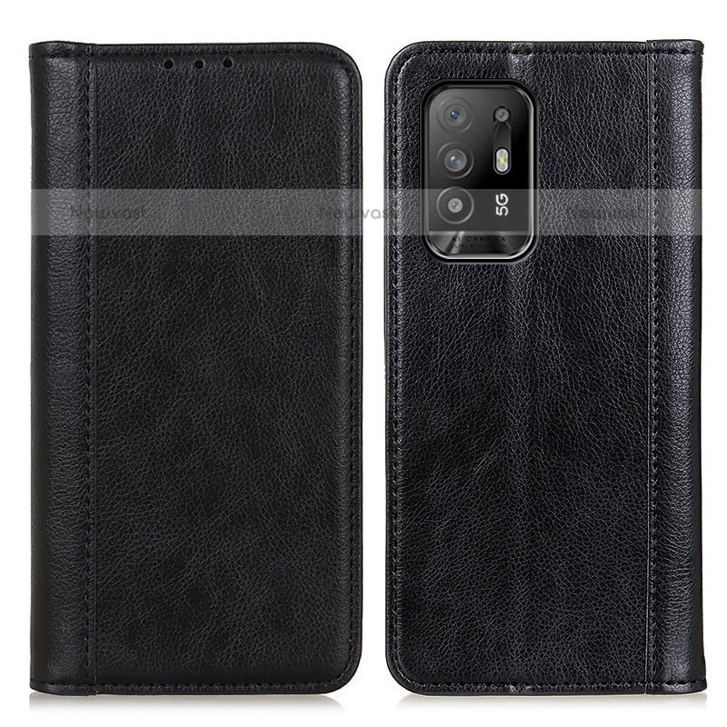 Leather Case Stands Flip Cover Holder D03Y for Oppo F19 Pro+ Plus 5G Black