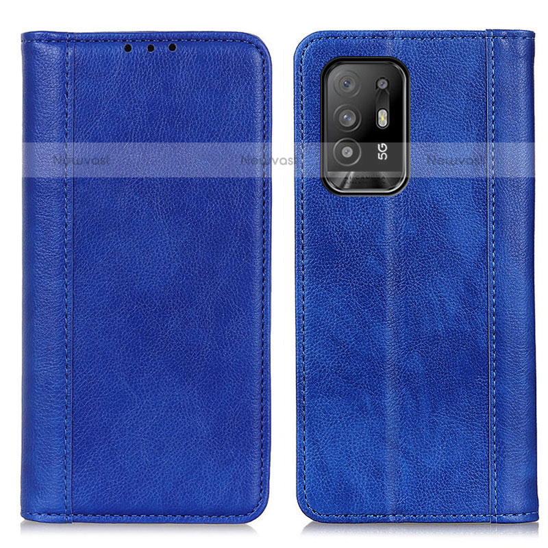 Leather Case Stands Flip Cover Holder D03Y for Oppo F19 Pro+ Plus 5G Blue