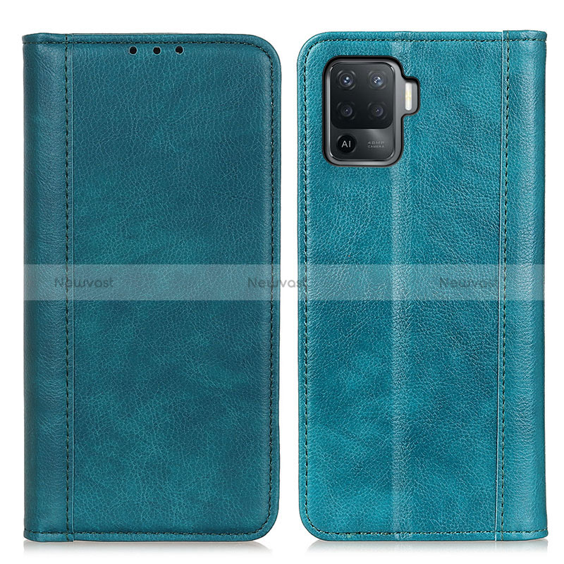 Leather Case Stands Flip Cover Holder D03Y for Oppo Reno5 Lite Green