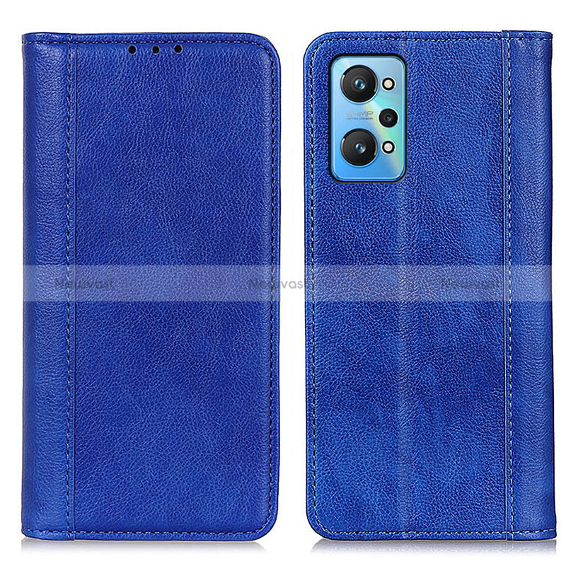 Leather Case Stands Flip Cover Holder D03Y for Realme GT2 5G Blue