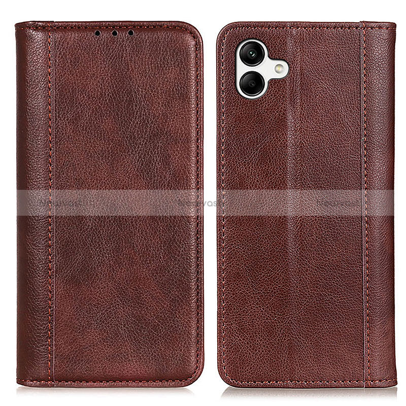 Leather Case Stands Flip Cover Holder D03Y for Samsung Galaxy A04 4G Brown