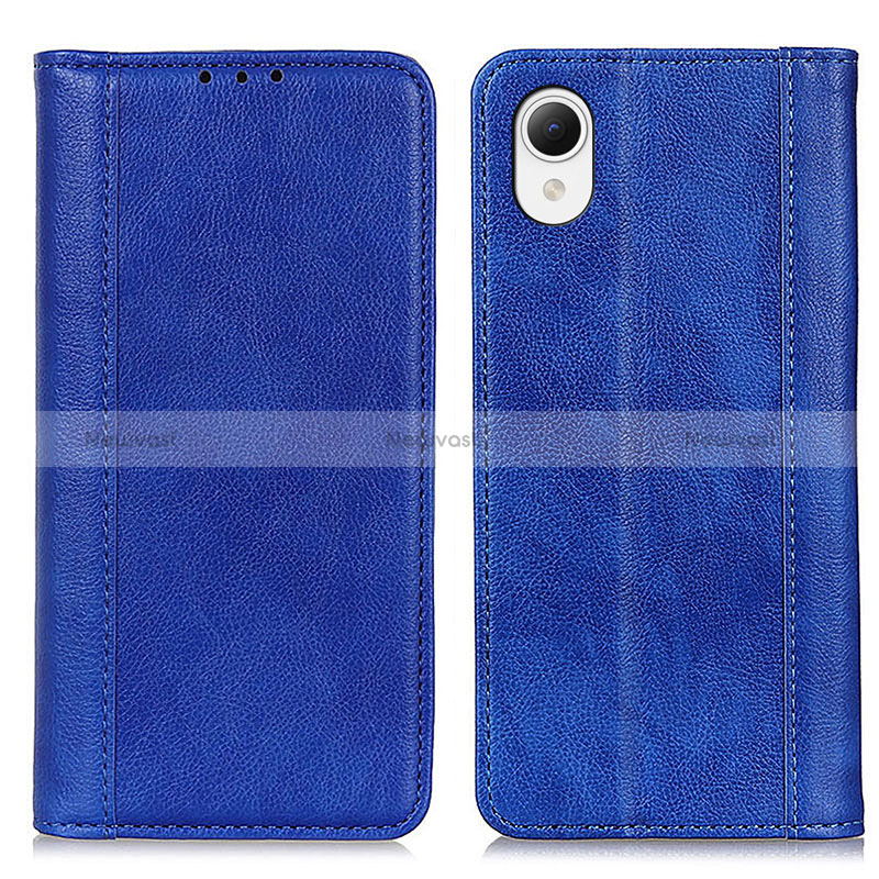 Leather Case Stands Flip Cover Holder D03Y for Samsung Galaxy A23e 5G Blue