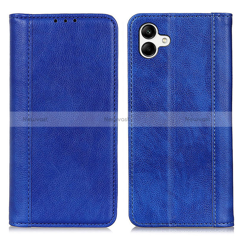 Leather Case Stands Flip Cover Holder D03Y for Samsung Galaxy M04 Blue