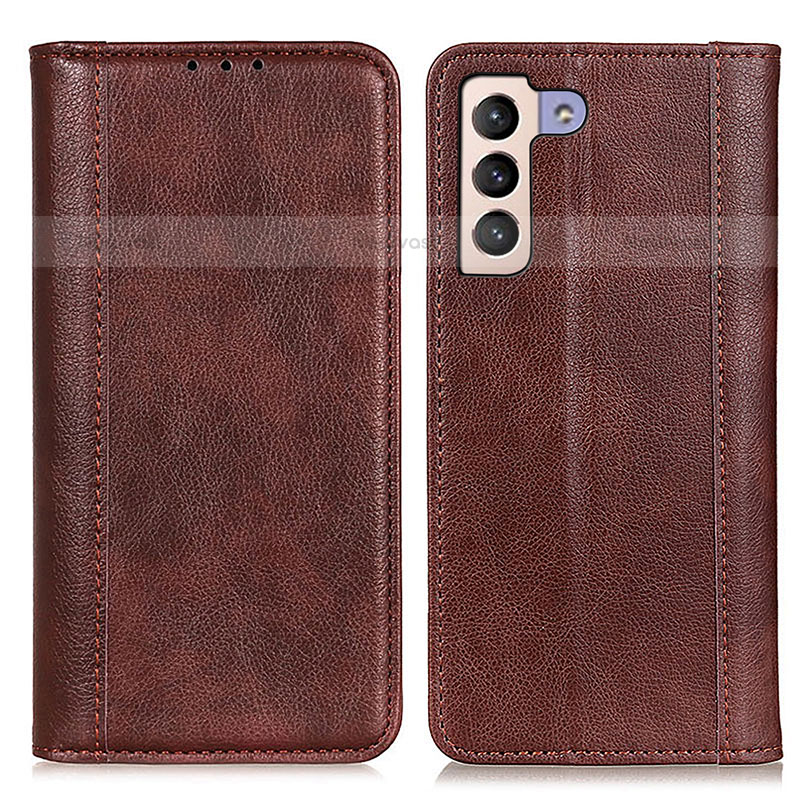 Leather Case Stands Flip Cover Holder D03Y for Samsung Galaxy S23 5G Brown