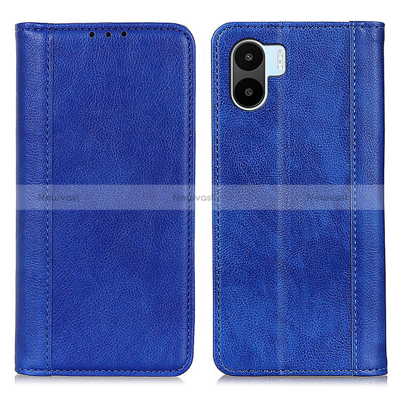 Leather Case Stands Flip Cover Holder D03Y for Xiaomi Poco C51 Blue