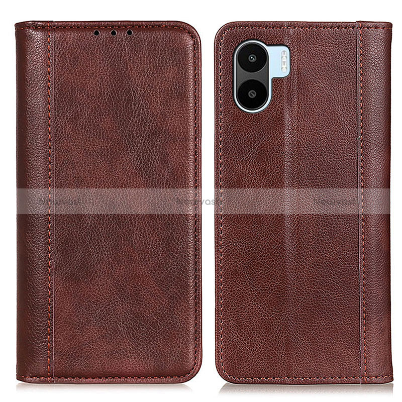 Leather Case Stands Flip Cover Holder D03Y for Xiaomi Poco C51 Brown