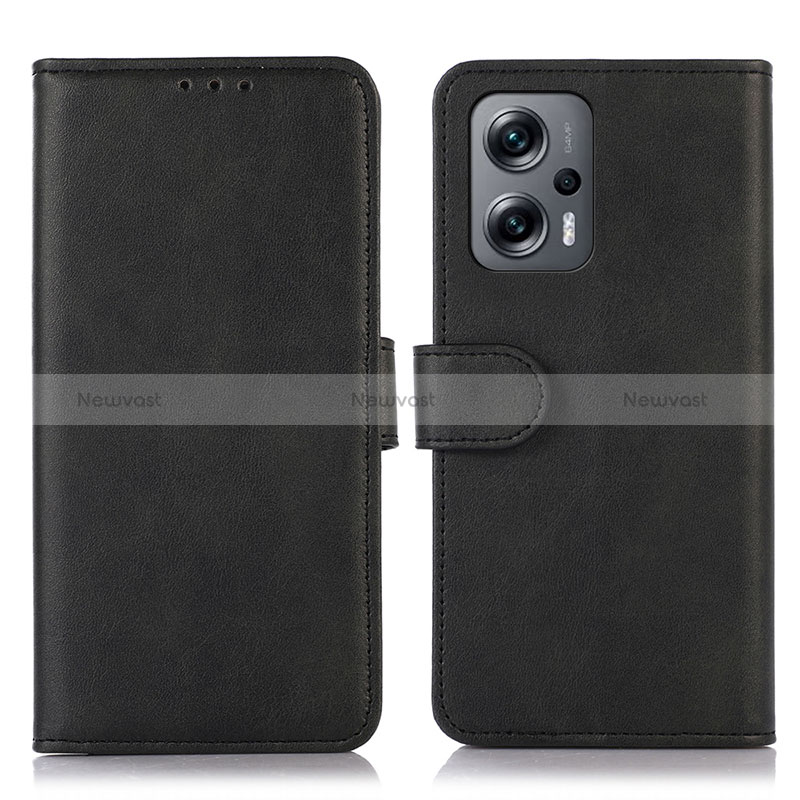 Leather Case Stands Flip Cover Holder D03Y for Xiaomi Poco X4 GT 5G Black