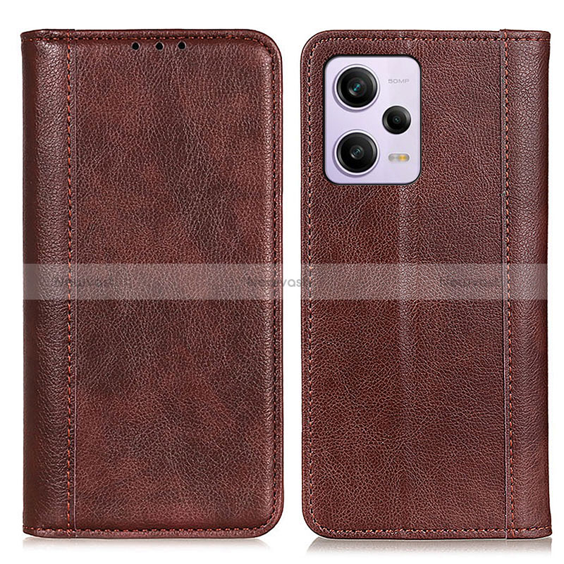 Leather Case Stands Flip Cover Holder D03Y for Xiaomi Redmi Note 12 Explorer Brown