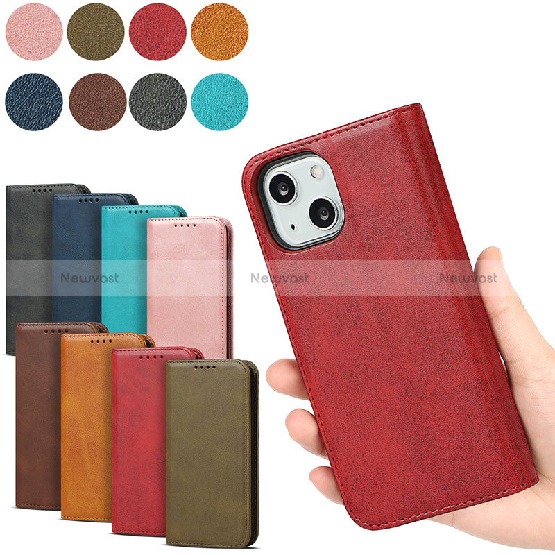 Leather Case Stands Flip Cover Holder D04T for Apple iPhone 15 Plus