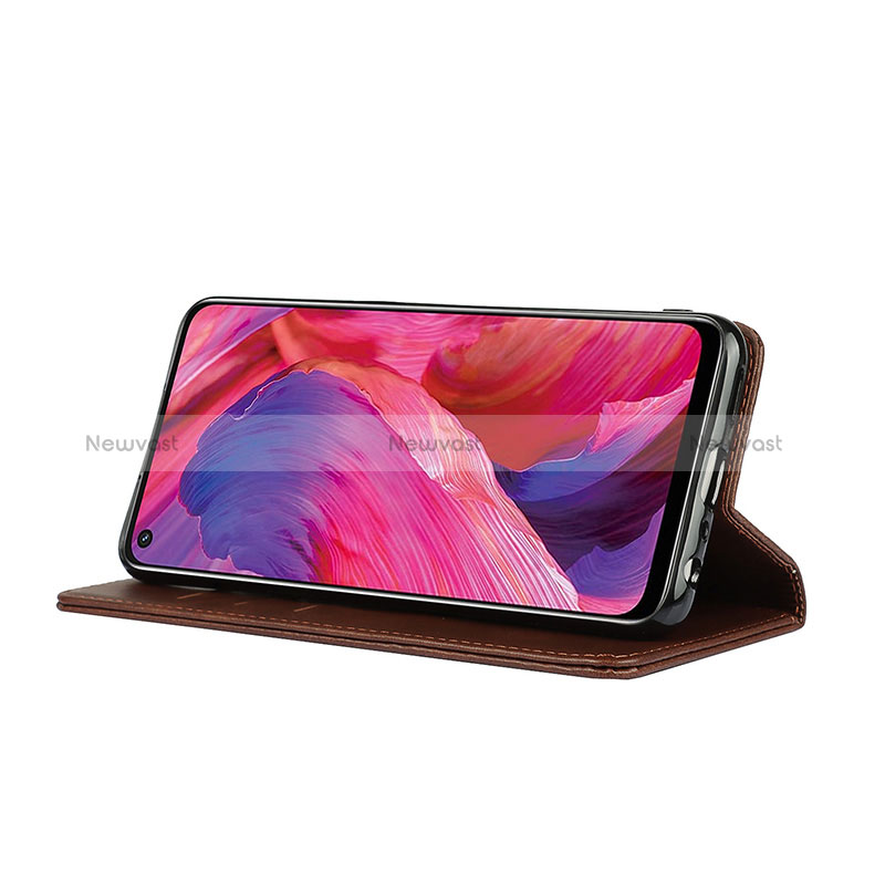 Leather Case Stands Flip Cover Holder D04T for Oppo A54 5G