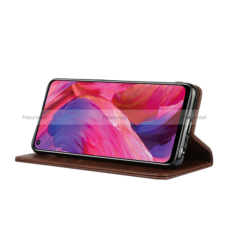 Leather Case Stands Flip Cover Holder D04T for Oppo A74 5G