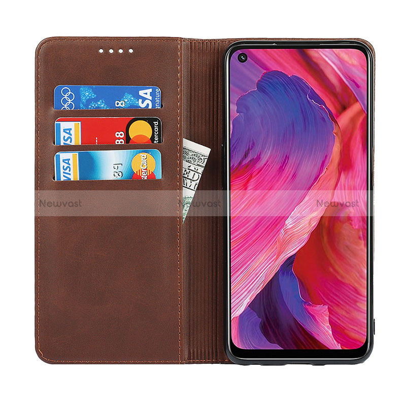 Leather Case Stands Flip Cover Holder D04T for Oppo A74 5G