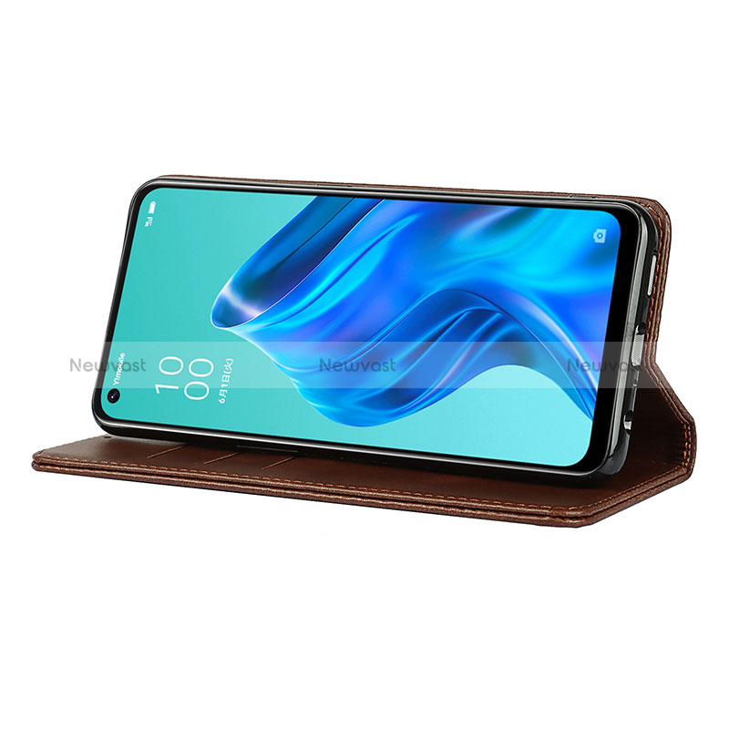 Leather Case Stands Flip Cover Holder D04T for Oppo Reno5 A