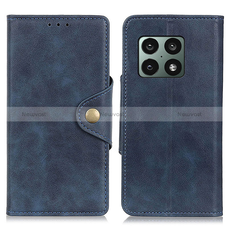 Leather Case Stands Flip Cover Holder D04Y for OnePlus 10 Pro 5G Blue