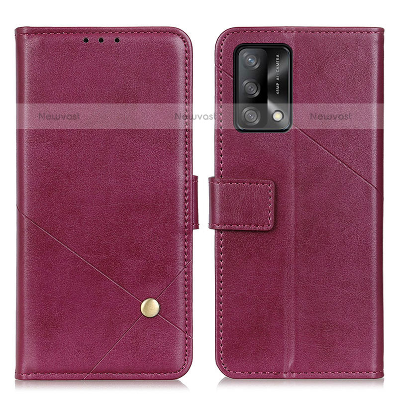 Leather Case Stands Flip Cover Holder D04Y for Oppo A74 4G Purple