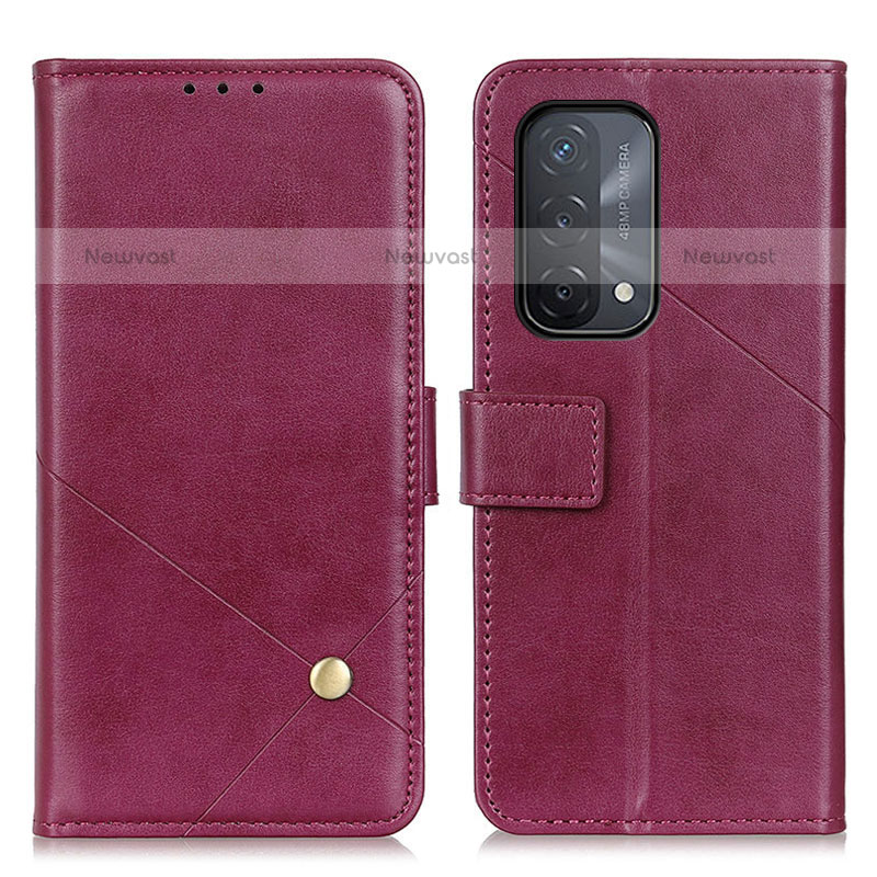 Leather Case Stands Flip Cover Holder D04Y for Oppo A93 5G Purple