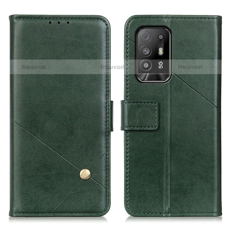 Leather Case Stands Flip Cover Holder D04Y for Oppo A94 5G Green