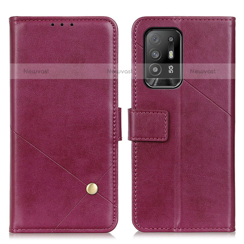 Leather Case Stands Flip Cover Holder D04Y for Oppo A94 5G Purple