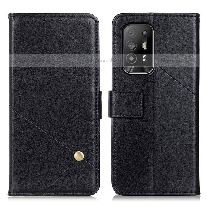 Leather Case Stands Flip Cover Holder D04Y for Oppo F19 Pro+ Plus 5G Black