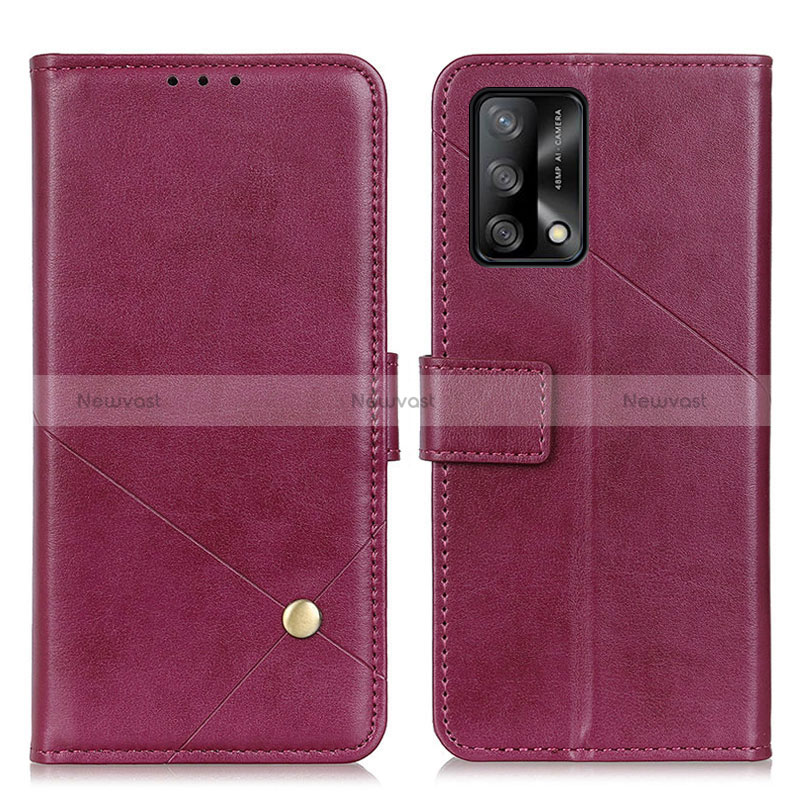 Leather Case Stands Flip Cover Holder D04Y for Oppo Reno6 Lite Purple