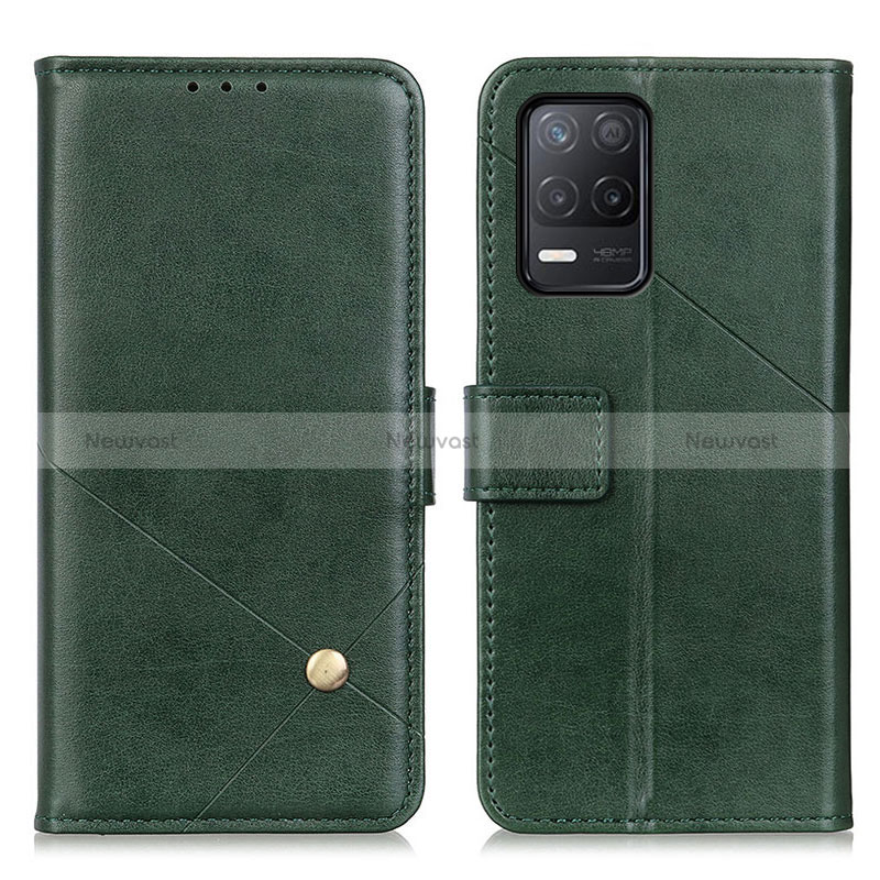 Leather Case Stands Flip Cover Holder D04Y for Realme 8s 5G Green