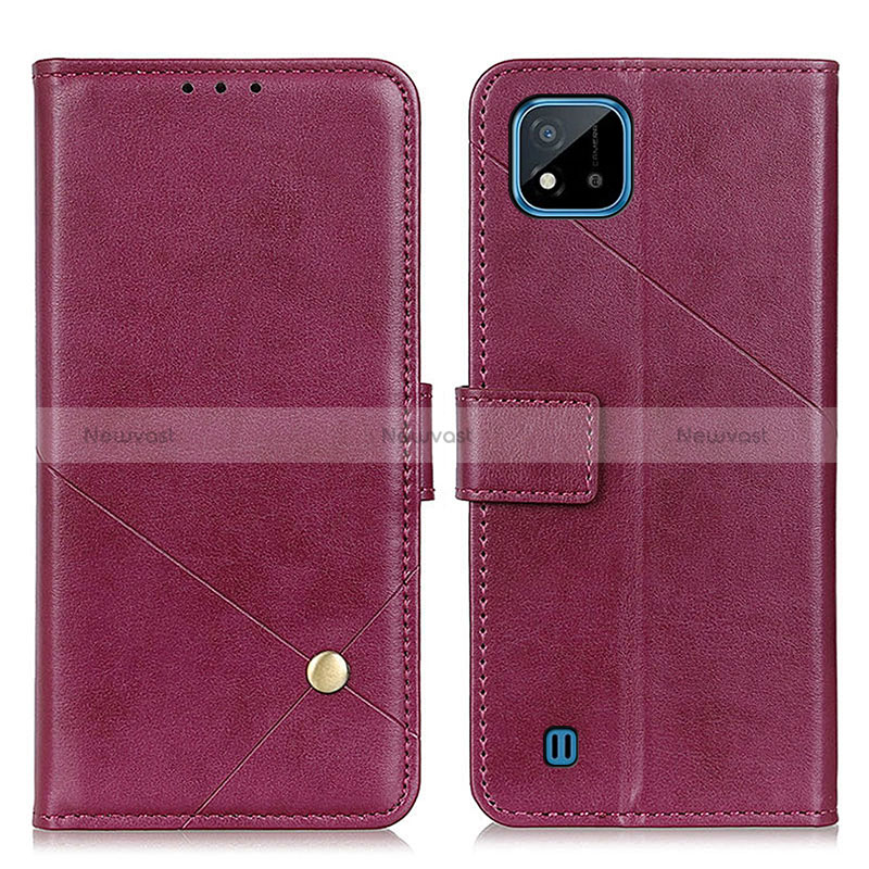 Leather Case Stands Flip Cover Holder D04Y for Realme C20 Red