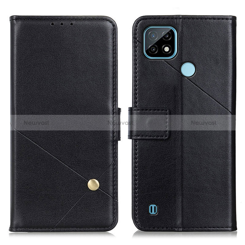 Leather Case Stands Flip Cover Holder D04Y for Realme C21 Black