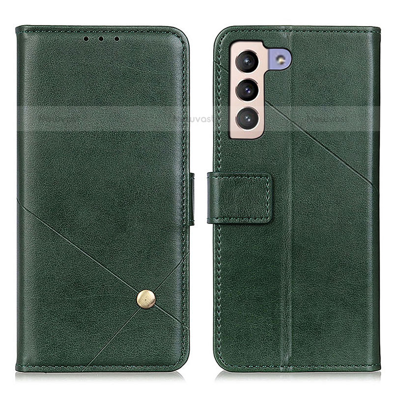 Leather Case Stands Flip Cover Holder D04Y for Samsung Galaxy S21 5G Green