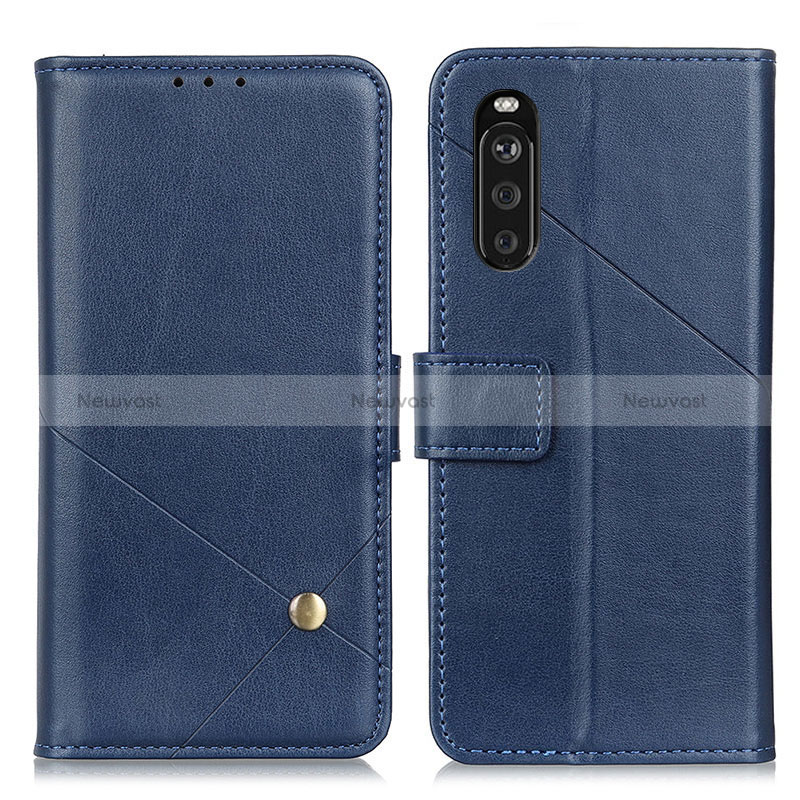 Leather Case Stands Flip Cover Holder D04Y for Sony Xperia 10 III SO-52B Blue