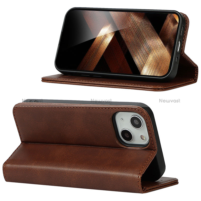 Leather Case Stands Flip Cover Holder D05T for Apple iPhone 15 Plus