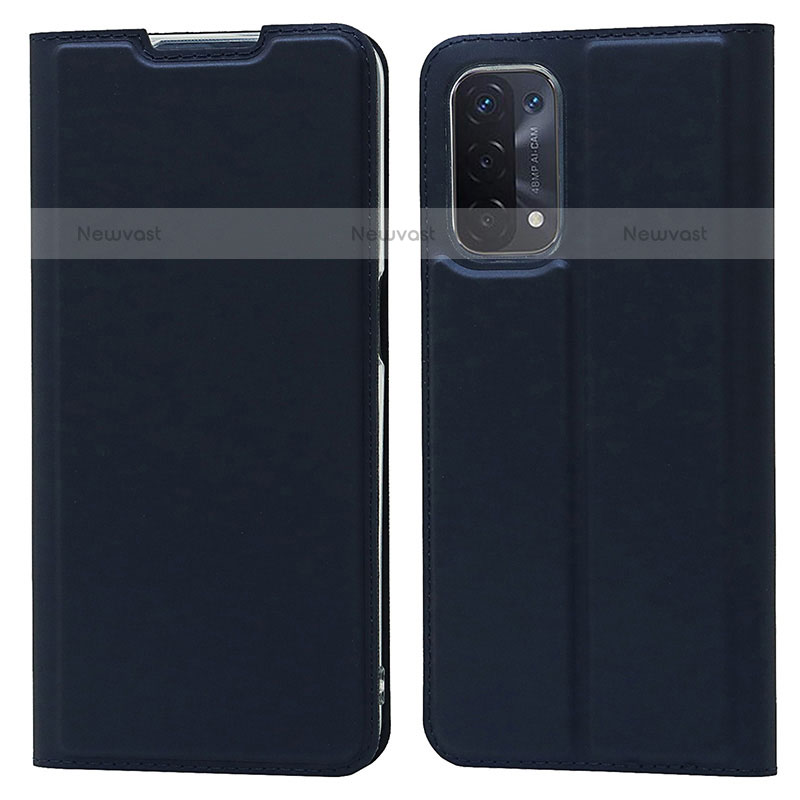 Leather Case Stands Flip Cover Holder D05T for OnePlus Nord N200 5G Blue