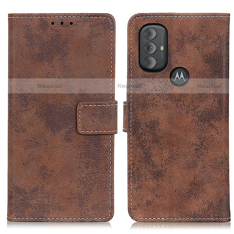 Leather Case Stands Flip Cover Holder D05Y for Motorola Moto G Play (2023) Brown