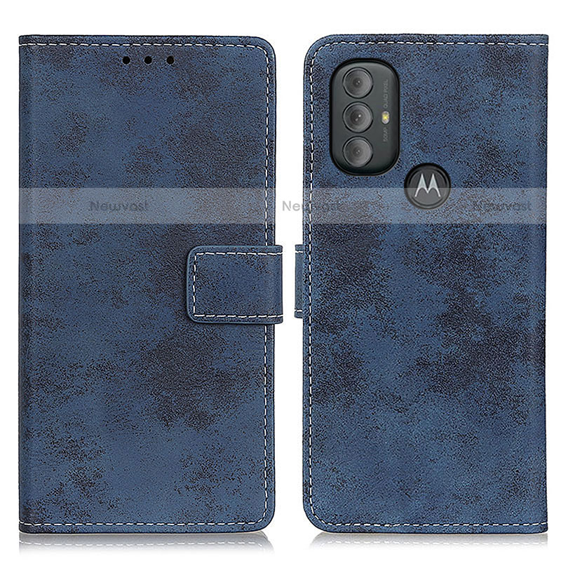 Leather Case Stands Flip Cover Holder D05Y for Motorola Moto G Power (2022) Blue