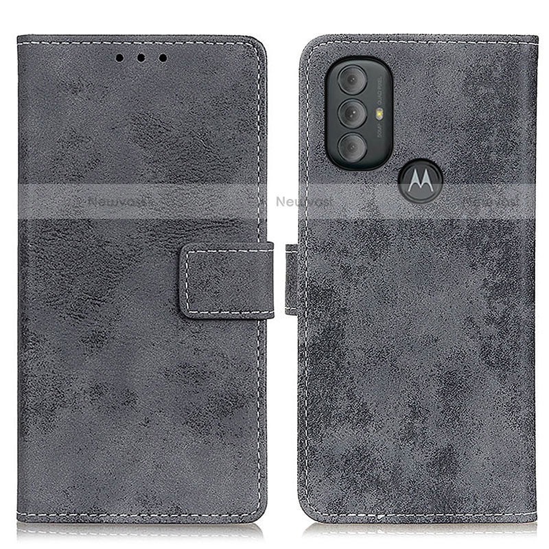 Leather Case Stands Flip Cover Holder D05Y for Motorola Moto G Power (2022) Gray