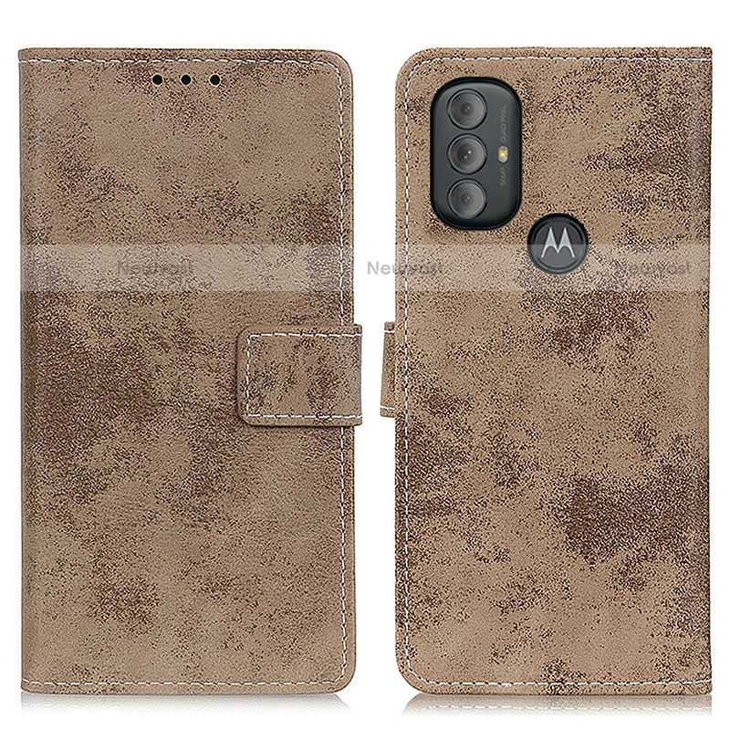 Leather Case Stands Flip Cover Holder D05Y for Motorola Moto G Power (2022) Khaki