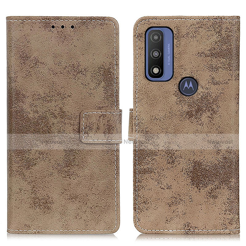 Leather Case Stands Flip Cover Holder D05Y for Motorola Moto G Pure Khaki