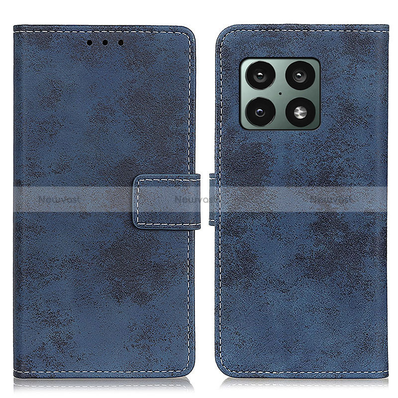 Leather Case Stands Flip Cover Holder D05Y for OnePlus 10 Pro 5G Blue