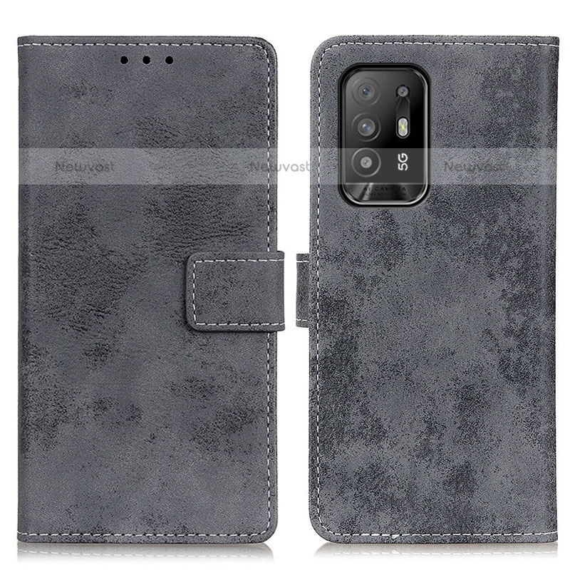 Leather Case Stands Flip Cover Holder D05Y for Oppo A94 5G Gray