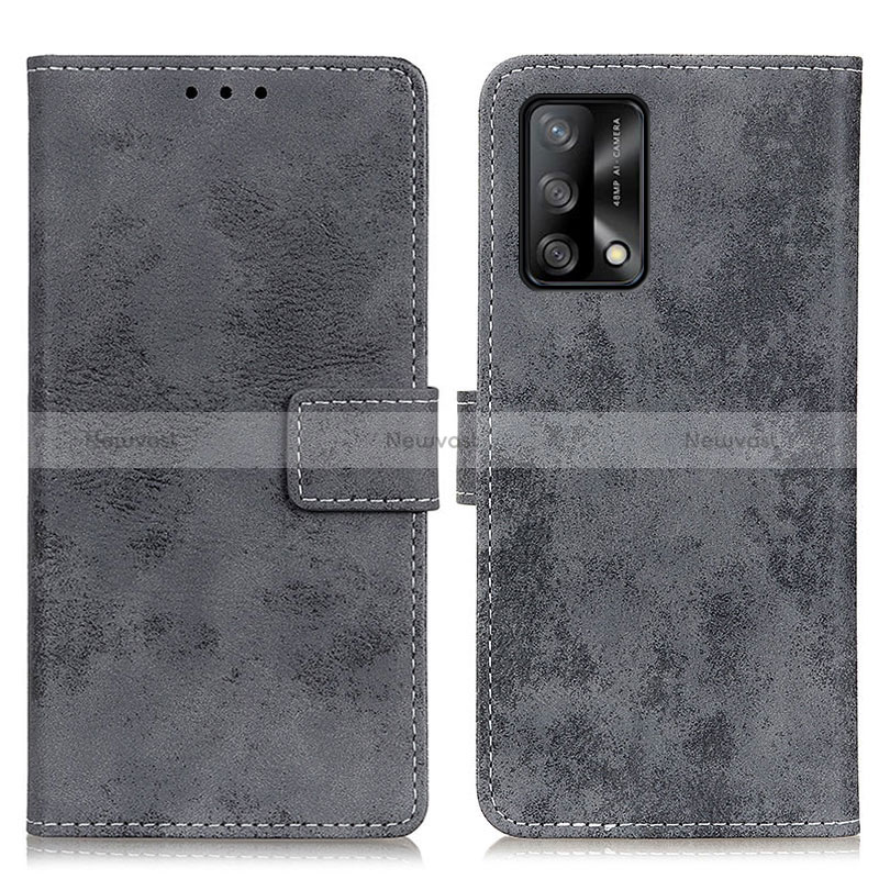 Leather Case Stands Flip Cover Holder D05Y for Oppo F19s Gray