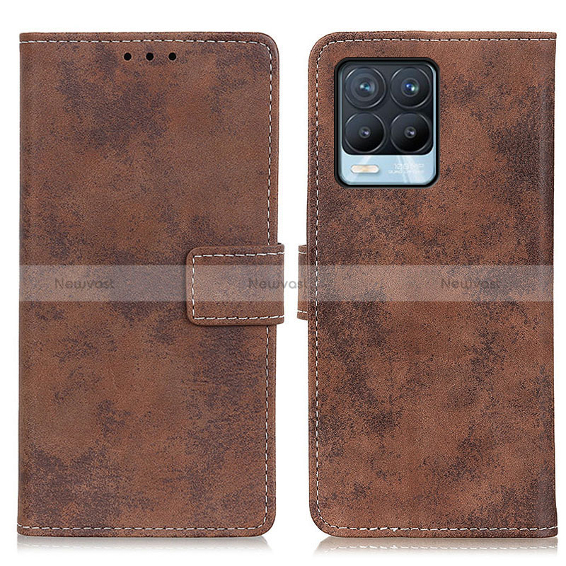 Leather Case Stands Flip Cover Holder D05Y for Realme 8 Pro Brown