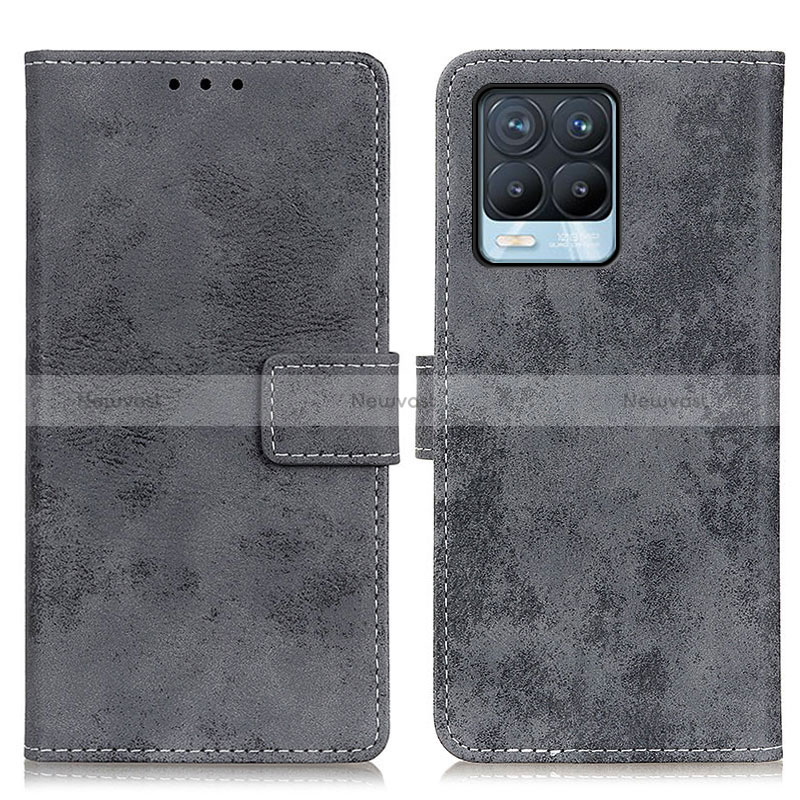 Leather Case Stands Flip Cover Holder D05Y for Realme 8 Pro Gray