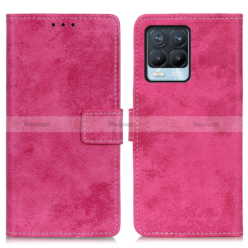 Leather Case Stands Flip Cover Holder D05Y for Realme 8 Pro Hot Pink