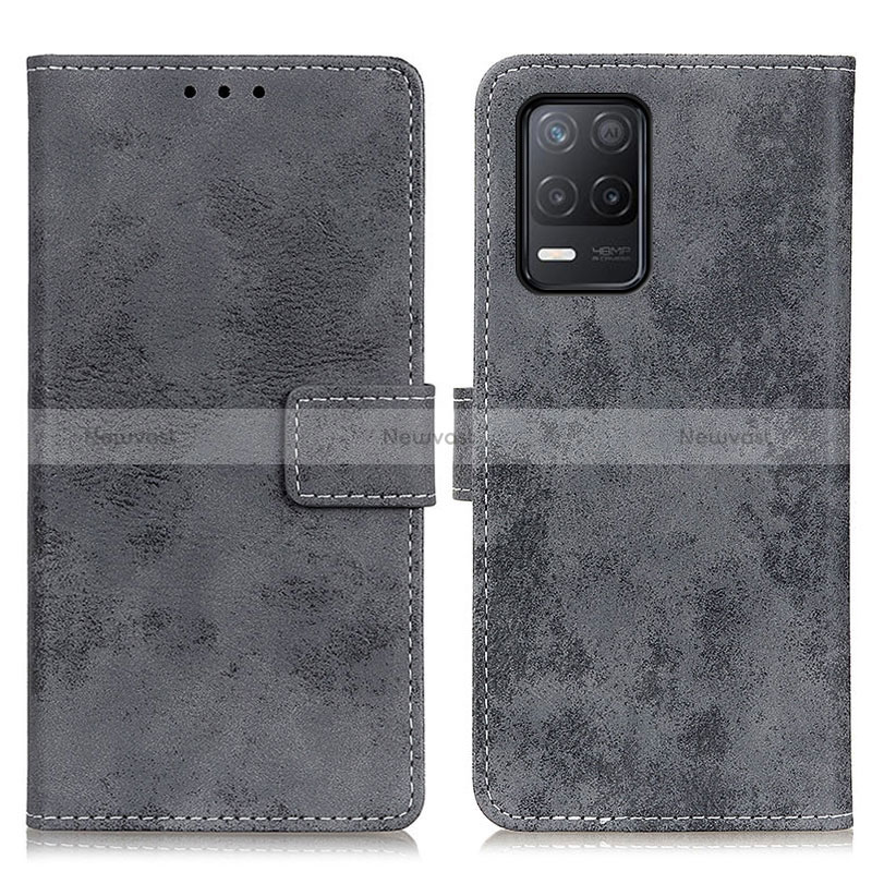 Leather Case Stands Flip Cover Holder D05Y for Realme 9 5G India Gray