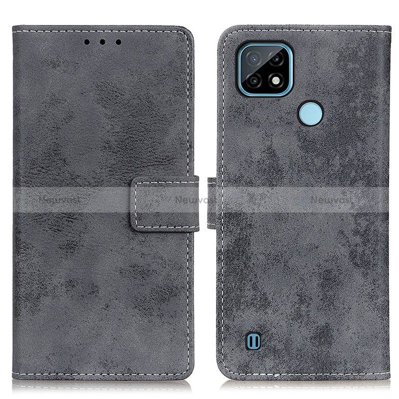 Leather Case Stands Flip Cover Holder D05Y for Realme C21 Gray