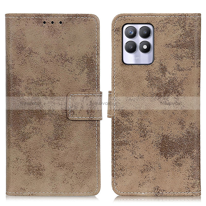 Leather Case Stands Flip Cover Holder D05Y for Realme Narzo 50 4G Khaki