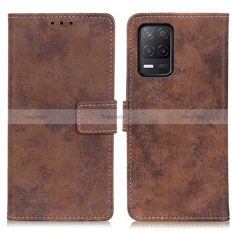 Leather Case Stands Flip Cover Holder D05Y for Realme V13 5G Brown